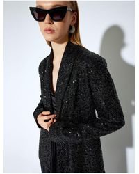 Koton - X Melis Ağazat – Zweireihige Blazerjacke Mit Pailletten Und Paillettenstickerei Für Damen - Lyst