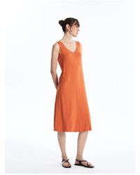 LC Waikiki - Lcwaikiki Klassisches A-Linien-Kleid Mit V-Ausschnitt Für Damen - Lyst