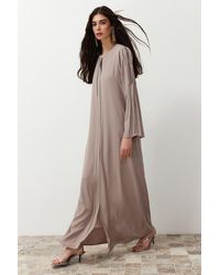 Trendyol - Farbene mevlana-kappe & ferace & abaya aus dünnem, gewebtem krepp mit steinstickereien - Lyst