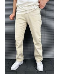 Trendyol - 100 Baumwolle, Cremefarbenes Baggy-Leg-Gabardine – Bequeme Hose Für Herren - Lyst