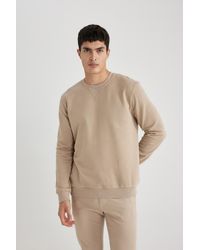 Defacto - Basic-sweatshirt aus baumwolle mit normaler passform und rundhalsausschnitt - l - Lyst