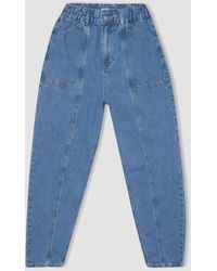 Defacto - Paperbag fit jeanshose mit hoher stretch-taille und leichtem, geradem bein, knöchellänge b3305ax23cw - Lyst