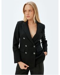 Koton - Zweireihige Blazerjacke Mit Normaler Passform – Taschendetail Mit Klappe Für Damen - Lyst