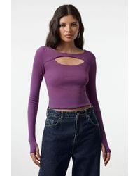 Trendyol - Flexible, Gerippte, Gestrickte Crop-Bluse – Mit Fensterdetail, Figurbetont Für Damen - Lyst