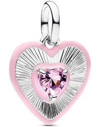 PANDORA - Charm Medaglione Cuore Rosa Radiante 794409C01 - Lyst