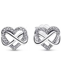 PANDORA - Glänzende Infinity-Herz-Ohrstecker 292667C01 - Lyst