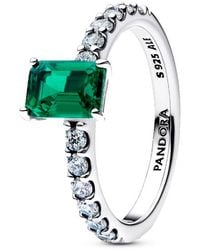 PANDORA - Hellgrüner Rechteckiger Halo-Ring 194506C01 - Lyst