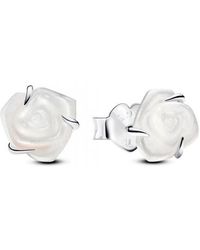 PANDORA - Blühende Weisse Rosen-Knopf-Ohrringe 293209C01 - Lyst