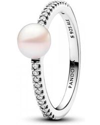 PANDORA - Süßwasser-Zuchtperlen- Und Pavé-Ring 193158C01 - Lyst