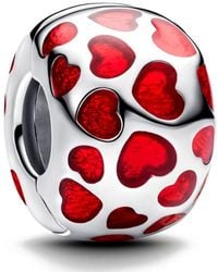 PANDORA - Ciondolo A Clip Rotondo Con Cuori 793679C01 - Lyst