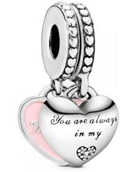 PANDORA - Mutter & Tochter Herzen Charm-Anhänger aus Sterlingsilber mit Cubic Zirkonia aus der Moments Kollektion - Lyst