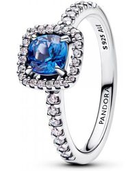 PANDORA - Hellblauer Quadratischer Halo-Statement-Ring 193555C01 - Lyst