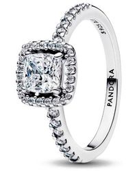 PANDORA - Brillanter Quadratischer Halo-Ring 193555C02 - Lyst