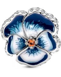 PANDORA - Ciondolo Fiore Passante Blu 790777C02 - Lyst