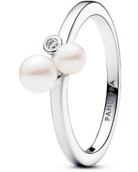 PANDORA - Duo-Ring Aus Behandelten Süßwasserzuchtperlen - Lyst