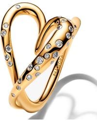 PANDORA - Anello Organico A Forma Di Cuore Con Gemme Incastonate 164675C01 - Lyst