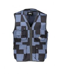 Stussy Diamond Quilted Vest Gilet in Blue for Men | Lyst