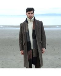 Triona Design Brown Salt & Pepper Donegal Tweed Overcoat