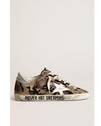 Golden Goose - Super Star Camo Flock Upper Leather Laminated Heel Signature Foxing 36 / Brown Beige Black Camou/white/silver Female - Lyst