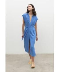 Ecoalf - Vestido lino turquesa azul francés - Lyst