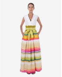 Sara Roka - Aretty shirt style multi stripe long robe col: multi, - Lyst