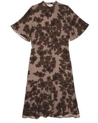 Munthe - Uanta Floral Print Pull In Waist Dress Col Brown Multi S - Lyst