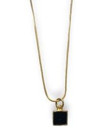 CollardManson - Semi Precious Stone Necklace Plated Snake Chain With Onyx Pendant - Lyst