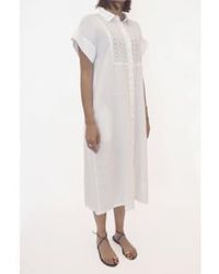 120% Lino - Chest Detail Short Sleeve Midi Dress Size: 10, Col: 10 - Lyst