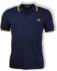Fred Perry Polo bicolore blu carbonato