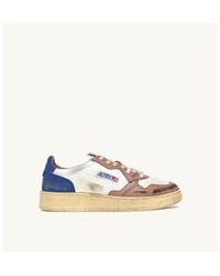 Autry - Medalist Low Super Vintage Sneakers In Brown And Blue Leather - Lyst