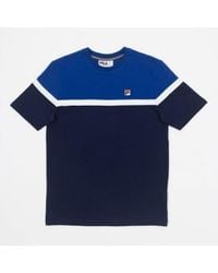 Fila - T-shirt color block en bleu et blanc - Lyst