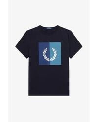Fred Perry - Laurel Wreath Graphic T-shirt Navy Xl - Lyst