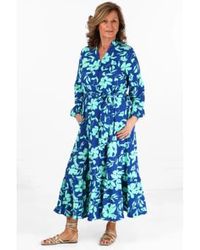 MSH - - robe chemise à imprimé floral tropical - bleu - s - Lyst