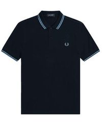 Fred Perry - Slim Fit Twin Tipped Polo Navy, Soft & Twilight S - Lyst