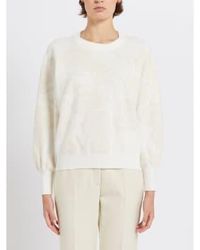 Marella - Isernia jacquard floral print sweater tamaño: l, col: blanco - Lyst