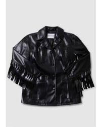 Stand Studio - Womens Sienna Faux Leather Fringed Jacket In - Lyst