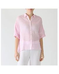 120% Lino - Collared Short Sleeve Crop Shirt Size: 12, Col: Quartz 12 - Lyst