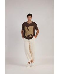 Daniele Fiesoli - Leinengrafik-t-shirt braun - Lyst