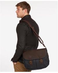 Barbour - Navy Wax Leather Tarras Bag 1 - Lyst