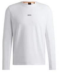 BOSS - Tchark jersey langarm t-shirt col: 100 weiß, größe: s - Lyst