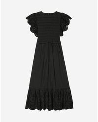 Rails - Clementine detalle bordado midi tamaño l vestido: l, col: negro - Lyst