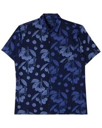 Edwin Camisa manga corta Coast con estampado lavado índigo - Azul