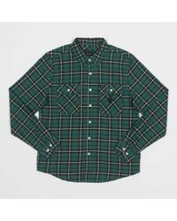 Brixton - Bowery flannel check shirt in spruce, off & dark earth - Lyst