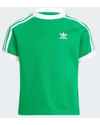 adidas - Grün 3 streifen t -shirt - Lyst