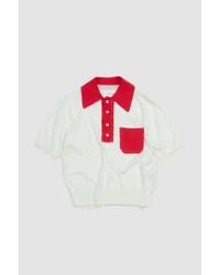 Camiel Fortgens - Polo tricoté s années 70 blanc / rouge - Lyst