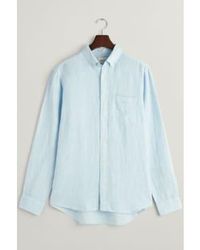 GANT - Regular Fit Houndstooth Linen Shirt In Capri 3240067 468 - Lyst