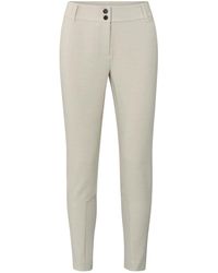 Yaya - Pure Cashmere Brown Mel Slim Fit Trousers With Rib Detail - Lyst