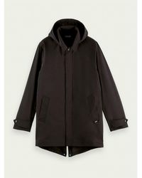Scotch & Soda Waterproof Parka In Recycled Polyester With Heat Seams - Black