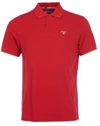 Barbour - Tartan Pique Polo Shirt Red - Lyst