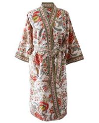 Powell Craft - Peach Floral Waffle Cotton Dressing Gown Cotton - Lyst